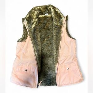 GAP Reversible Light Pink Vest with Fur Snap Buttons